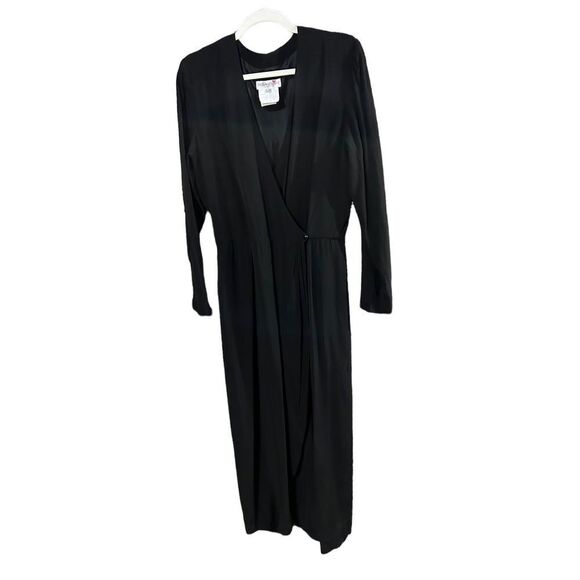 Yves Saint Laurent Vintage Asymmetric Plunging Maxi Dress Women’s Black Size 10 - Picture 1 of 8